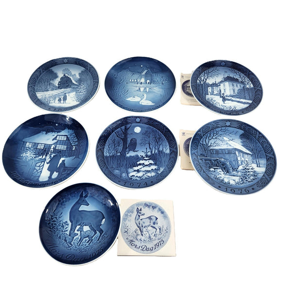 Royal Copenhagen, Bing and Grondahl (B&G) Collector Plates 1973-1976 Set of 7