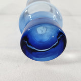 Vintage Cobalt Blue Flower Glass Sommerso Style 9.75" Vase w/Clear Base