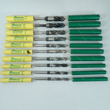 Vintage Hanson USA HSS Silver Deming Drill Bit Set of 10 Bits 17/32"-1" w/Tubes