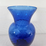 Vtg 80s Cobalt Blue Indiana Glass Illusions Style Glass Vase 11" T w/Flared Rim