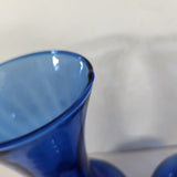 70s Cobalt Blue Indiana Glass Illusions Style Glass Vase 8" Set of 2 Flared Rims