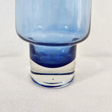 Vintage Cobalt Blue Flower Glass Sommerso Style 9.75" Vase w/Clear Base