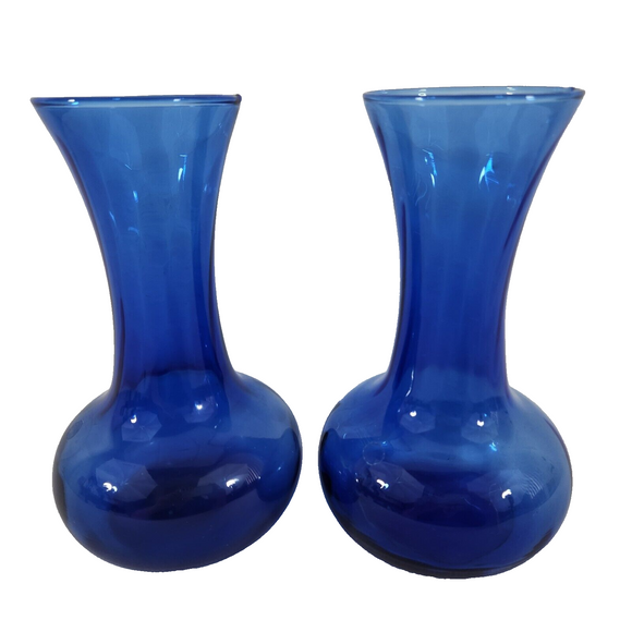 70s Cobalt Blue Indiana Glass Illusions Style Glass Vase 8