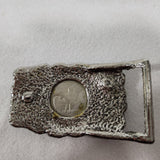 Eisenhower Dollar Coin Vintage Howdy 1971 Western 3.5x2 Belt Buckle Floral