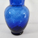 Vtg 80s Cobalt Blue Indiana Glass Illusions Style Glass Vase 11" T w/Flared Rim