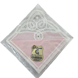 Pink & White La Nationale Brussels Lace Center Bridal Wedding Handkerchief NEW