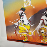 Unframed Native American Original Oil Painting 48x24 War Dance Gordon Lewis 2004