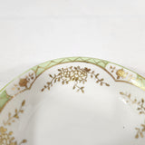 Hand-painted 6" Nippon Japan Gold Accented Bowl w/Flowers & Vines - Pale Green