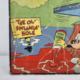 Vtg 1950 Walt Disney Frame Tray Puzzle Mickey Diving into The Ol' Swimmin' Hole